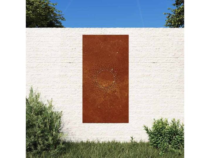 Décoration murale de jardin 105x55cm en acier corten, design soleil, convient aux jardins, style moderne