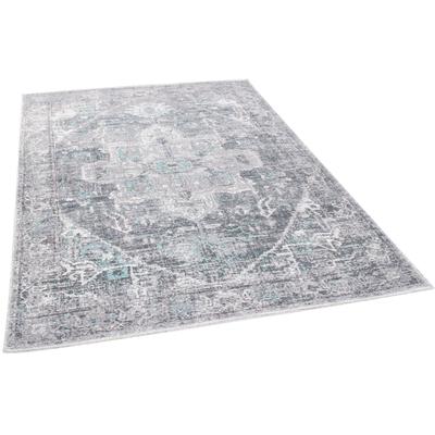Teppich TOM TAILOR HOME "Funky Orient Tabriz" Gr. 8, grau, B:290cm H:5mm L:400cm, Baumwolle, Kunstfaser, Teppiche, Teppich, Kurzflor, Orient-Optik, Vintage Design, auch als Läufer
