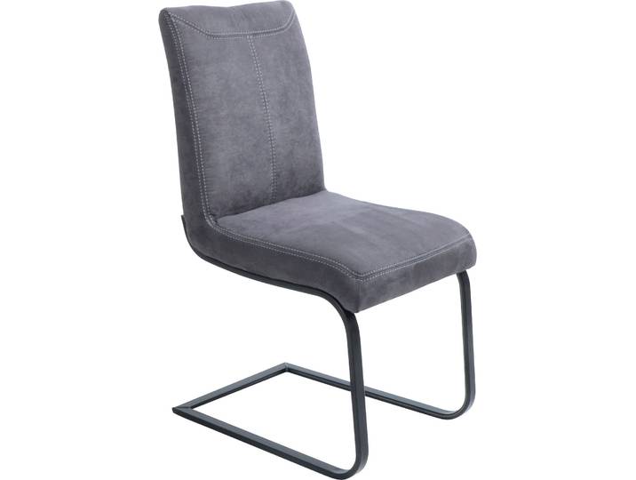 Freischwinger K+W KOMFORT & WOHNEN Floyd , grau (anthrazit 82, roheisen schwarz lackiert), B:47cm H:96cm T:62cm, 520: Microfaser, 100% Polyester, Stühle, Freischwinger, Kontrastnaht, Freischwingergestell aus Vierkantrohr Roheisen schwarz