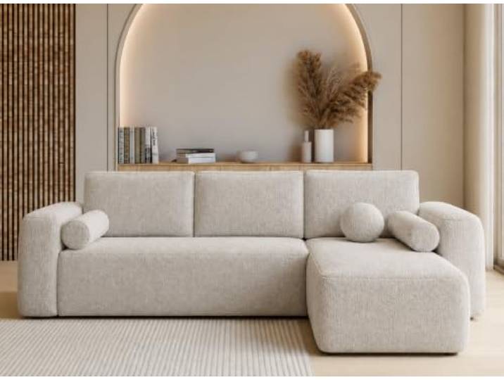 Sofello Milo Ecksofa 245x145 cm – Schlafsofa mit Bettkasten – Ottomane Links/Rechts – Mossa Strukturstoff