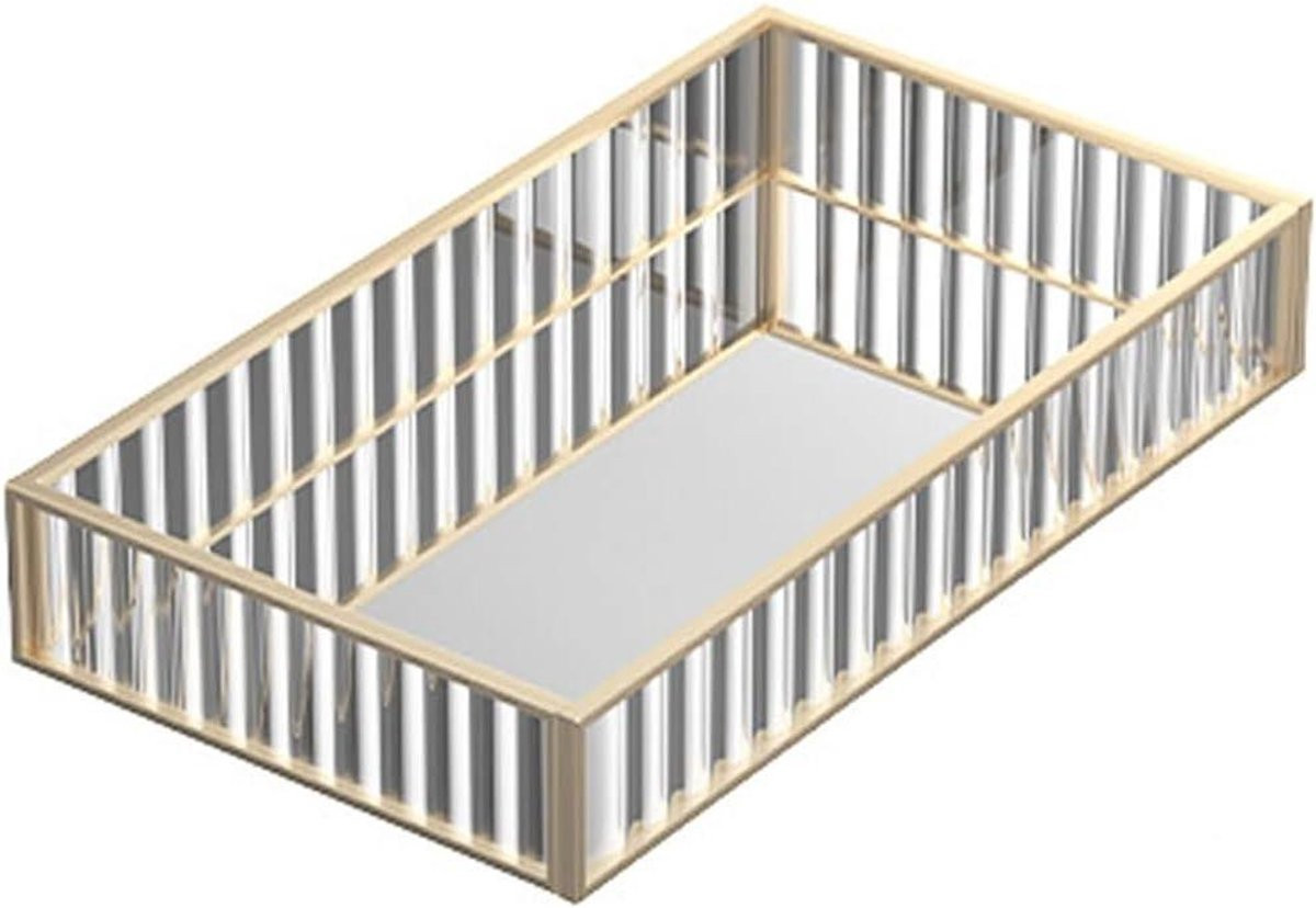 Cosmetisch dienblad met spiegel en elegant vintage design in goud, 20 x 14 cm
