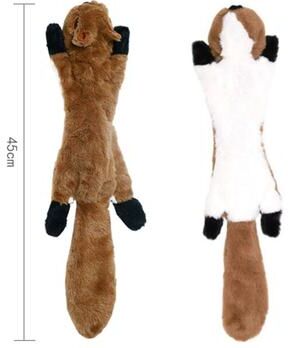 JoyToys Stuffingless Plush Dog Toy Squeaky Crinkle Enhanced Chew Toy For Large Breeds Simulated Animal Design squirrel