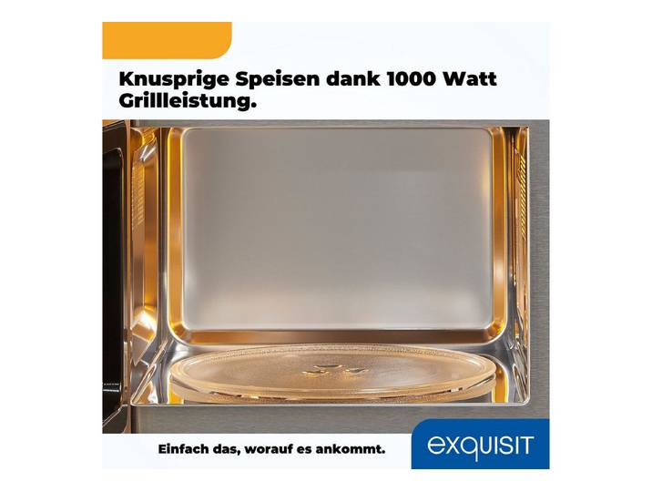 exquisit Einbau-Mikrowelle EMW 1770-G-D-030 schwarz, 17 l, 30 Sekunden maximale Leistung durch Schnellkoch-Funktion
