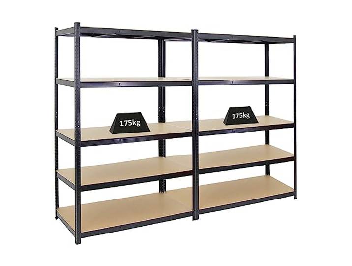 PROREGAL Mega Deal 2X Schwerlastregal Taurus Schwarz 180x120x60cm mit Fachlast 175kg Kellerregal, Steckregal, Garagenregal, Lagerregal