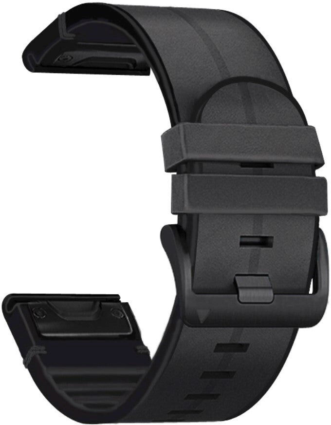 INCOVER Universel Garmin Rem (26mm QuickFit) Ægte Læder & Silikone Rem -sort