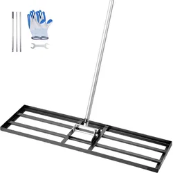 VEVOR Rasenrakel, Levelingrake mit 213 cm Griff, 914x254 mm Bodenplatte, rostbeständiger Nivellierrechen aus Karbonstahl, 3 Höhen verstellbar, Rasennivellierungswerkzeug für den Garten & Golfplätze