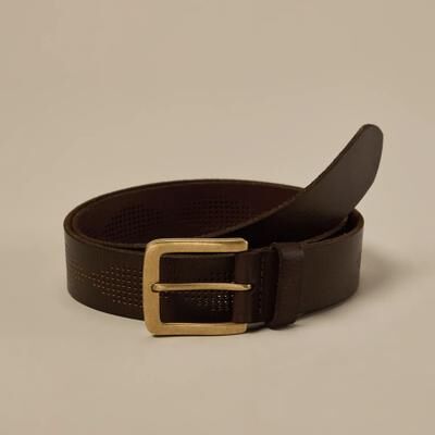 Lucky Brand Perforated Leather Belt - Men's Accessories Belts in Dark Brown, Size 40