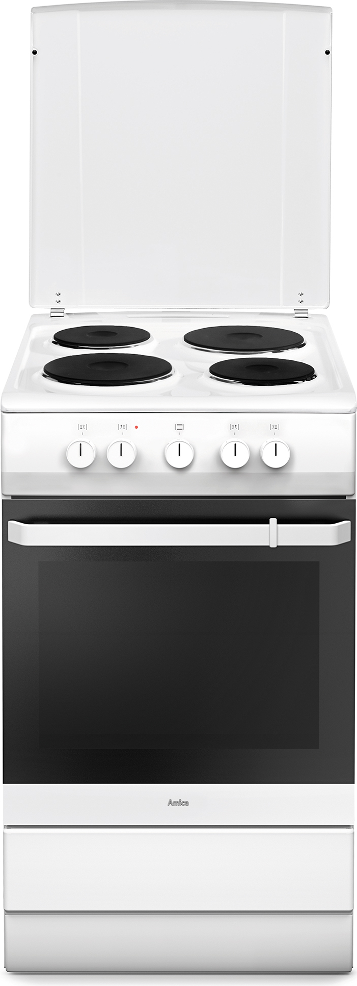 Amica SHE 11546 W Elektroherd, Weiß, 50 cm Breite, , Ober-/Unterhitze, 4 Kochfelder, Hitzeschutz-T?r, Selbstreinigungsfunktion