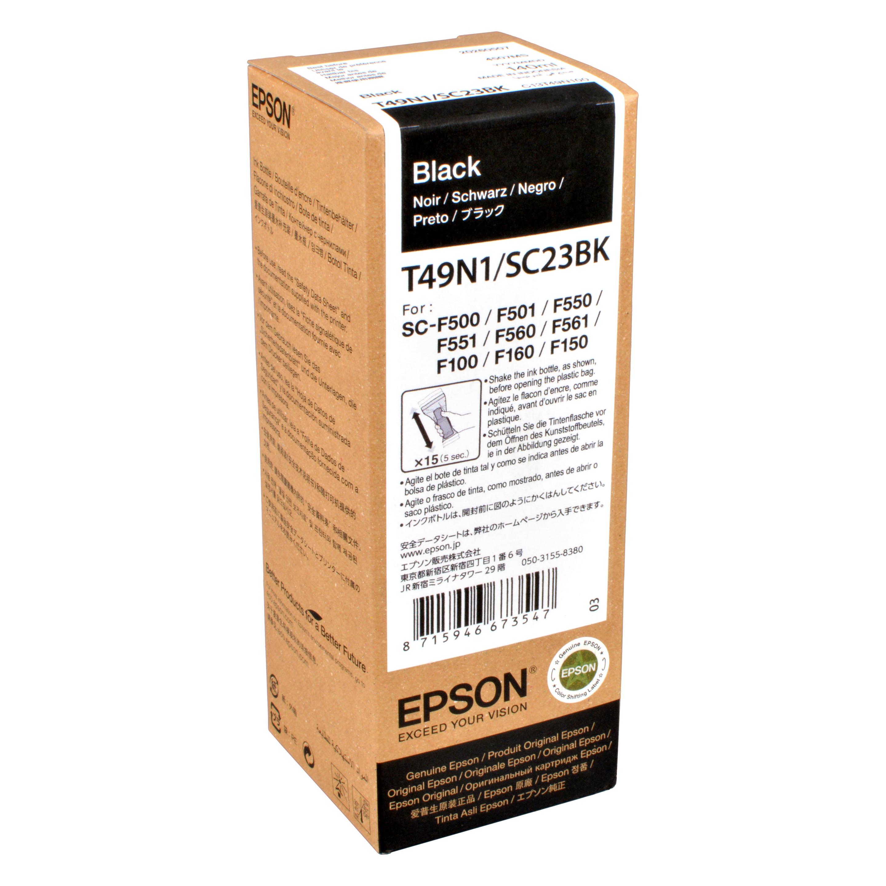 Epson 140 ml - Schwarz - Original - Nachfülltinte (BK) (C13T49N100)