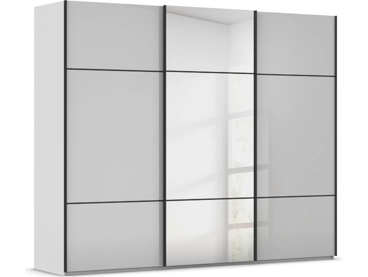 Schwebetürenschrank, Holzwerkstoff, Grau, 271×223×68 cm, Edle Dreigeteilte Front, Modern, Rauch