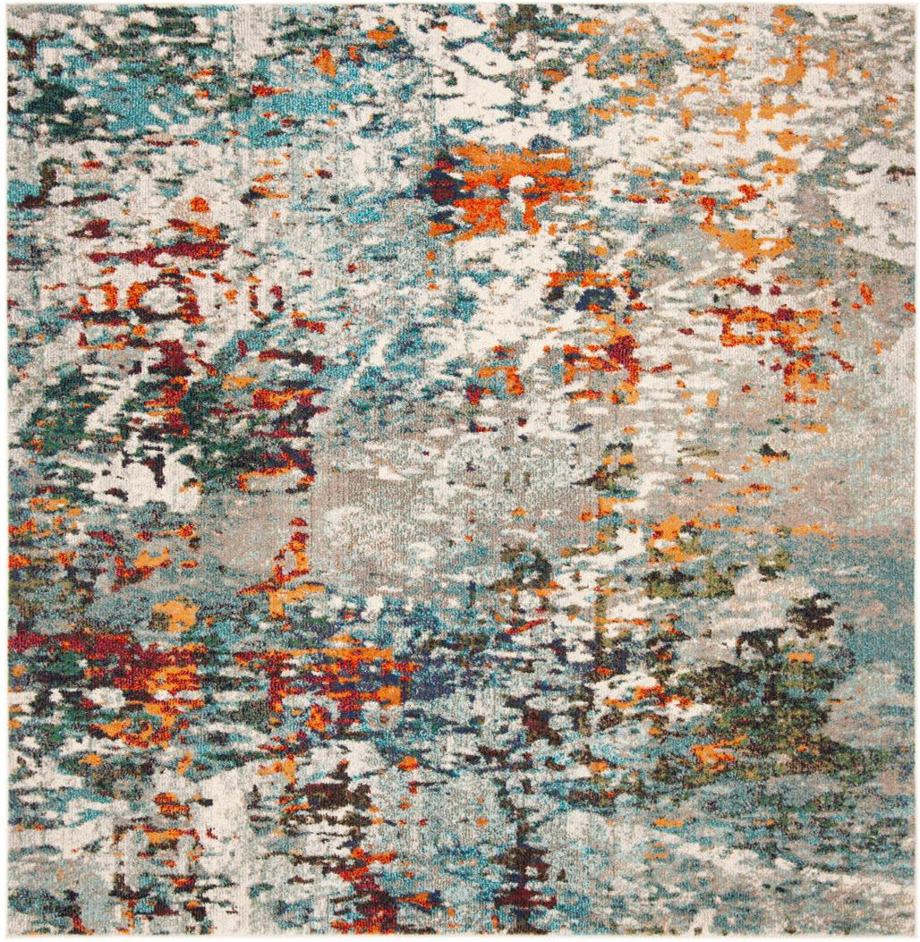 Rio Cushing Abstract Area Rug Navy Square 201 cm
