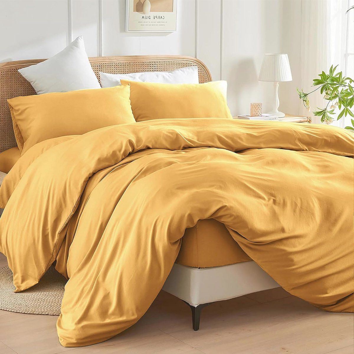 Tweepersoons Microfiber Dekbedovertrekset - 3 Stuks Effen Geverfd Beddengoed met Knoopsluiting