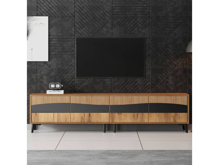 Meuble TV avec compartiments de rangement séparés meuble bas 180 × 40 × 50 cm