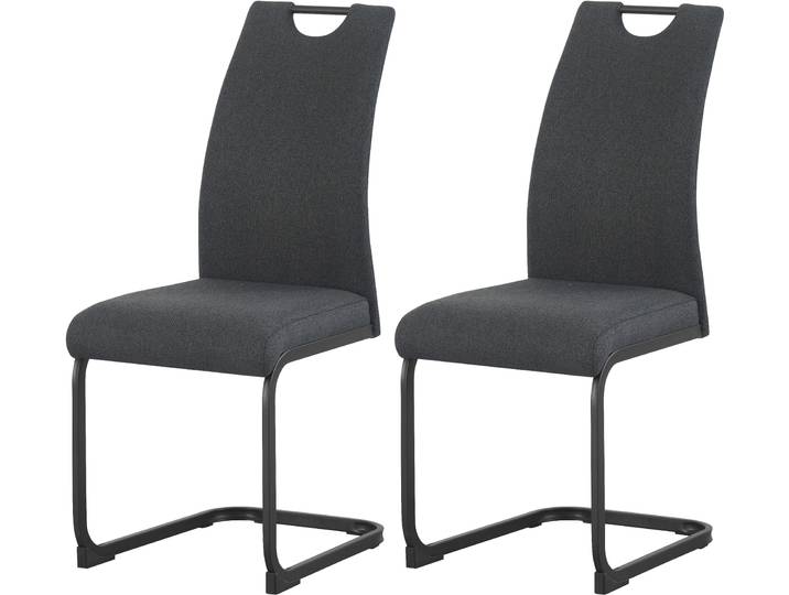 Esszimmerstuhl HOME AFFAIRE KANATA, 2er Set, mit Metallgestell in matt schwarz , grau (schwarz matt, pulverbeschichtet, anthrazit), B:43cm H:98cm T:59cm, Metall, Polyester, Stühle, Esszimmerstuhl, in verschiedenen Farben, Belsatbarkeit pro Stuhl 120 kg