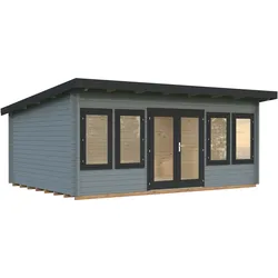 Palmako Gartenhaus Lisa 19,4 m2 - 44 mm hellgrau/anthrazit lackiert