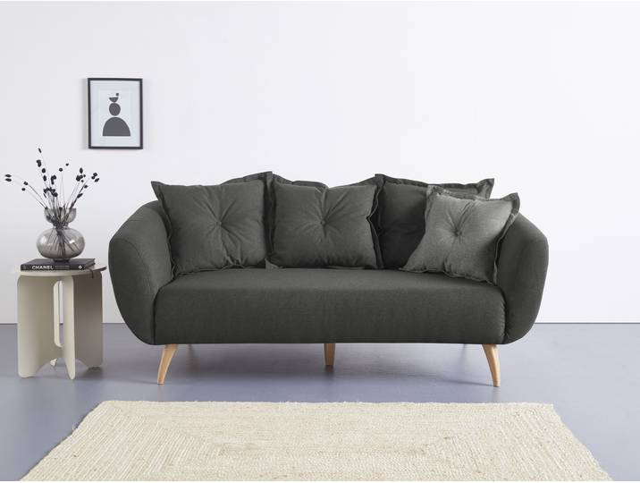 2,5-Sitzer HOME AFFAIRE Baggio modern und romantisches Design, bequem, Breite 196cm , grau (anthrazit), B:196cm H:80cm T:103cm, Sofas, Zierkissen inklusive