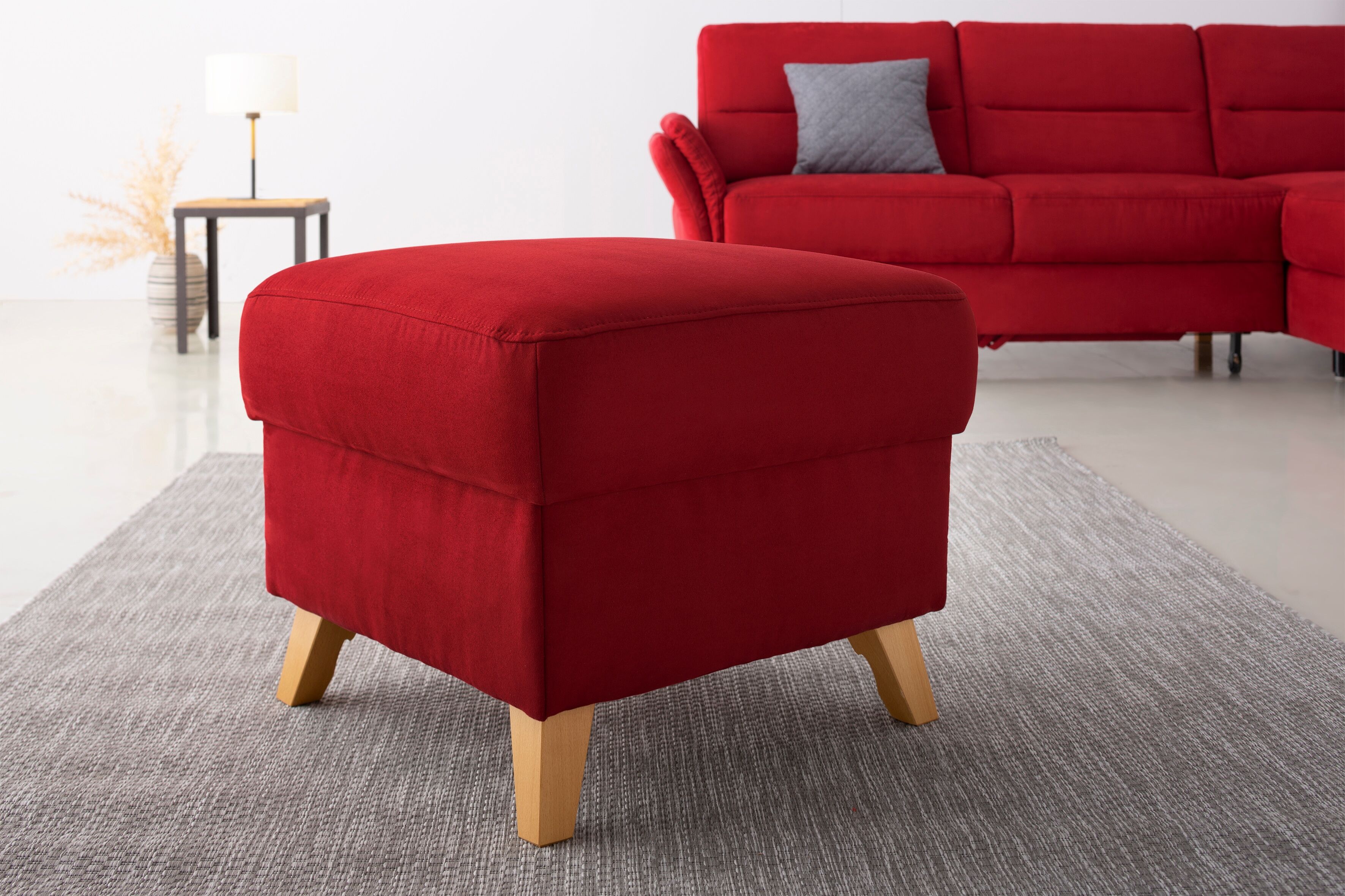 Stauraumhocker OTTO HOME "Westerland", rot (bordeaux), B:58cm H:48cm T:58cm, 100% Polyester, Hocker, Stauraumhocker, in vielen Bezugsarten und Farben, auch in Luxus-Microfaser imprägniert