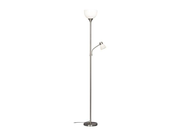 Lampadaire LED avec liseuse en métal argenté et blanc