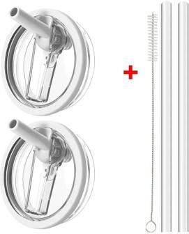 Uplifted Finds Flip Straw Leak Proof Lid Replacement For Tumbler Cups white 2 Pcs + Straw