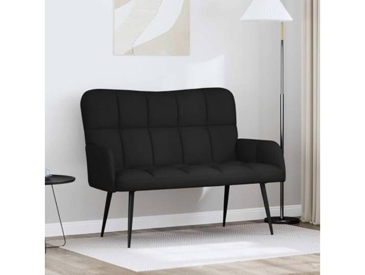 KGHERMDF 2-Sitzer Sofa Schwarz 115x61x87 cm Stoff Polyester 100% Polyesterbezug, Holzwerkstoff-Metall-Konstruktion, weiche Polyesterfüllung, minimalistisches Design, trockenes Tuch