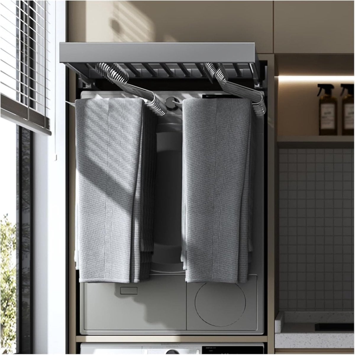 Uittrekbaar kledingrek voor de badkamer - Zilver - Breedte: 414-464 mm