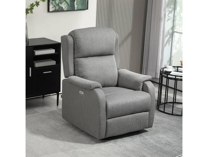 HOMCOM Fauteuil Relax Reclinable Électrique USB Gris Foncé