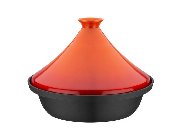 GSW Schmortopf, Orange, Schwarz, Metall, Keramik, 2 l, ISO 9001, backofengeeignet, rostfrei, hitzebeständig, geschmacksneutral, optimale Wärmeverteilung, leichte Reinigung, schadstofffrei gemäß EU-Standards,nicht backofengeeignet, Kochgeschirr, Töpfe, Diverse Spezialtöpfe