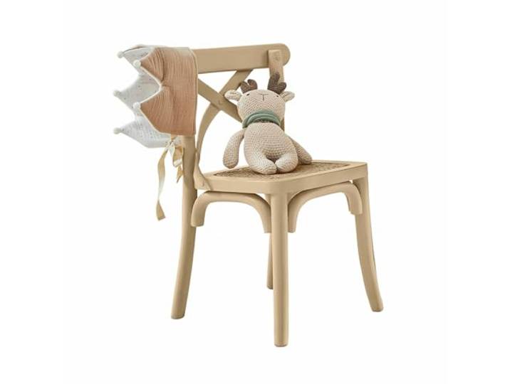 Loberon Kinderstuhl Sourila, beige Kids, Sitzfläche in Wiener-Geflecht-Optik, Kindgerechte Größe, Landhaus-Design