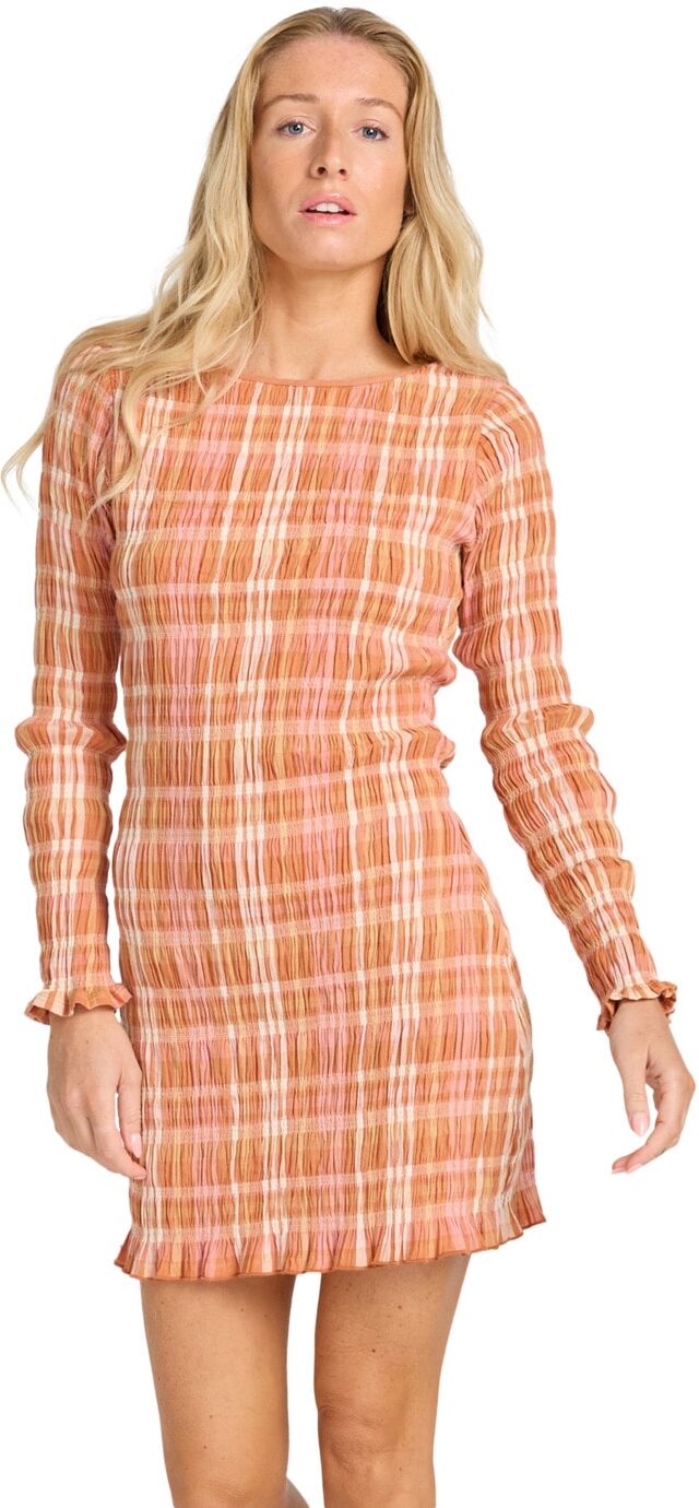 Minikleid BILLABONG "Check Me Out", Damen, Gr. M, orange (sunburnt), Obermaterial: 99% Baumwolle, 1% Elasthan., Kleider Minikleid