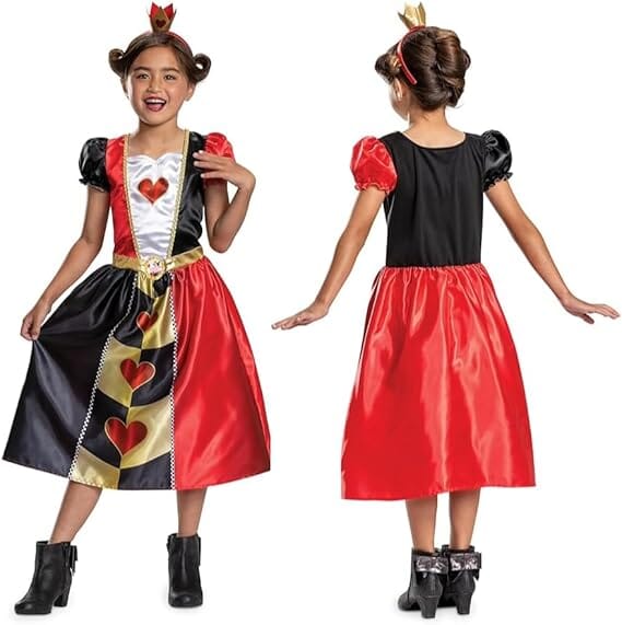 Disney Alice in Wonderland Queen of Hearts Fancy Dress for Kids: Official Disney by Disguise: Includes Iconic Queen of Hearts Dress and Crown Headband Disguise