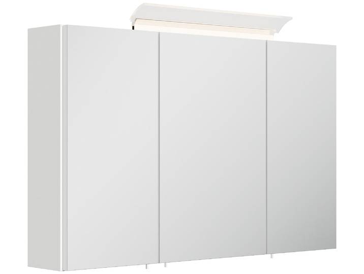 Spiegelschrank 100cm inkl. Design LED-Lampe und Glasböden weiss hochglanz