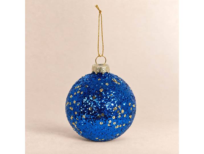 Mitternachtsblaue Weihnachtskugel aus Glas