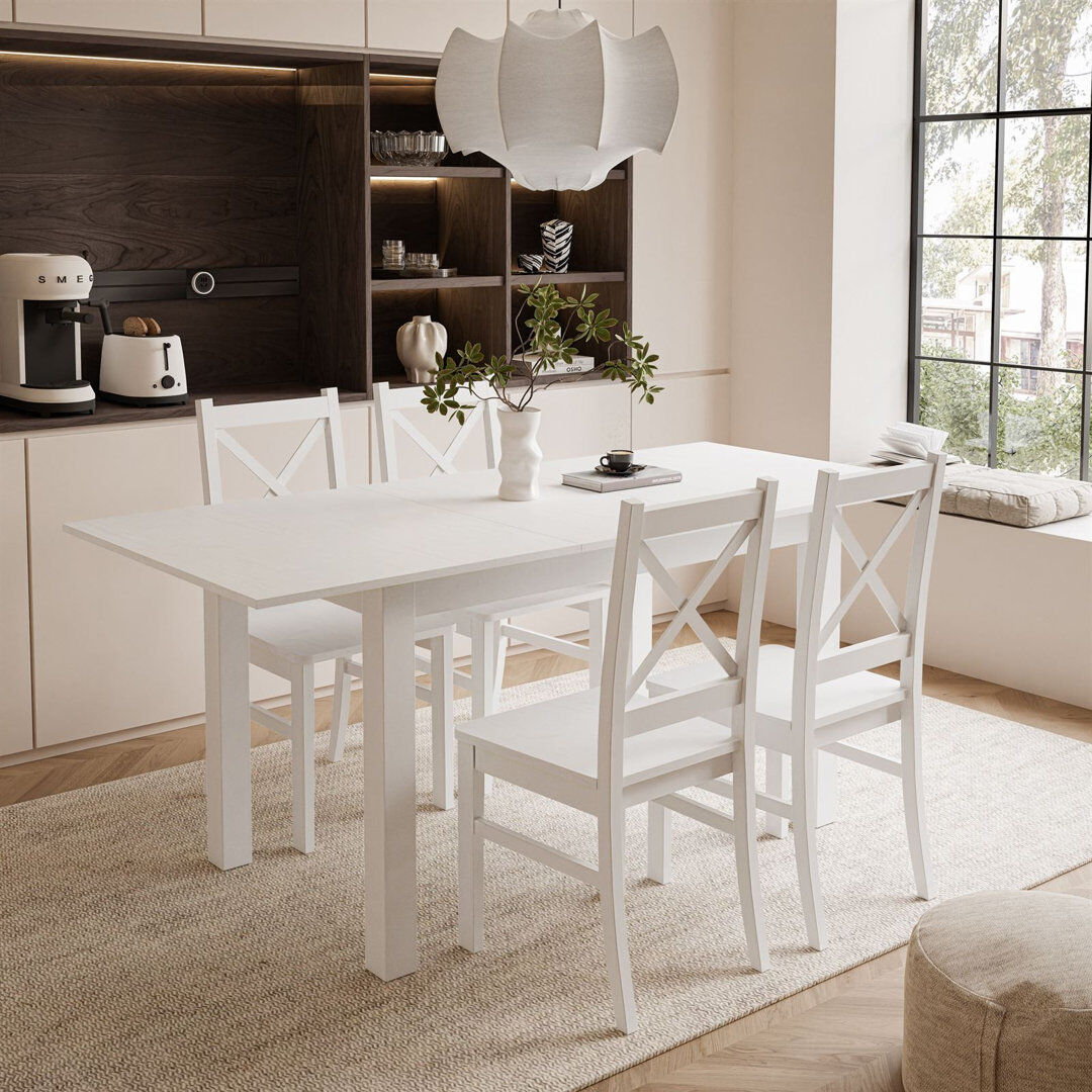 Brambly Cottage Odelle 4 -Person Dining Set White/White/White 4