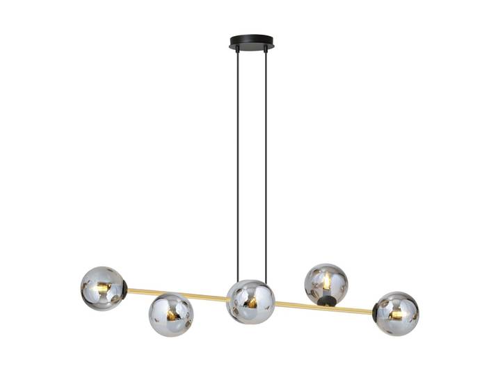 Suspension noire et dorée avec 6 sphères graphite hauteur réglable