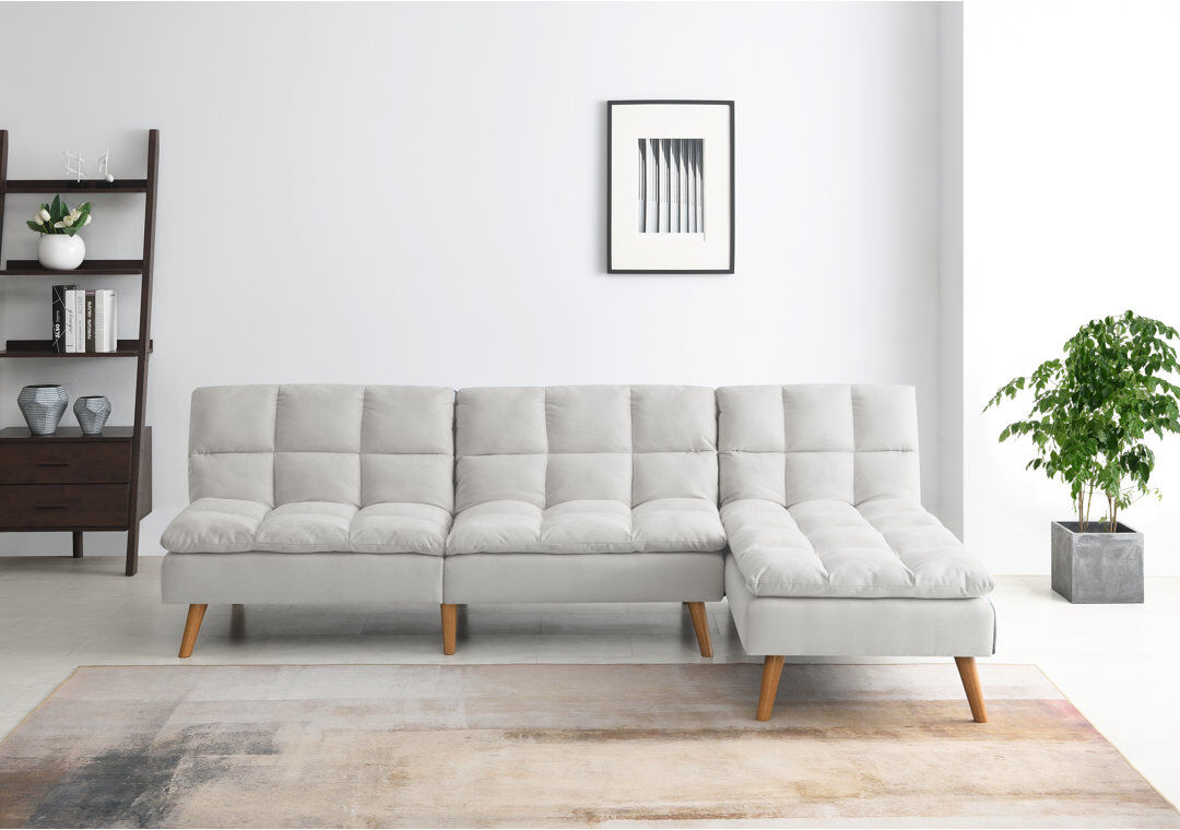 Hykkon Ted Cloud Sleeper Corner Sofa Ivory 82cm H X 252cm W X 161cm D