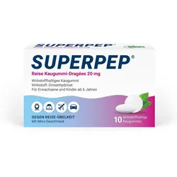SUPERPEP Reise Kaugummi Dragees 20 mg 10 St