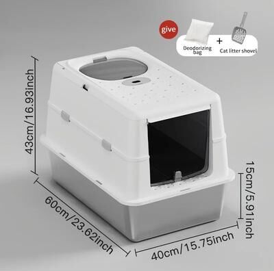 Uplifted Finds Enclosed Stainless Steel Litter System l white