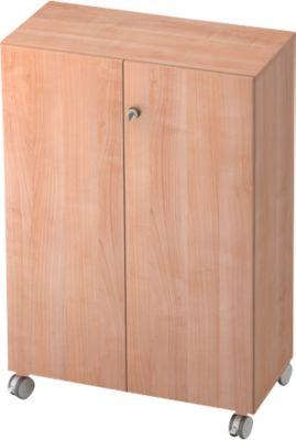Rollenschrank TOPAS LINE, 3 Ordnerhöhen, Türen abschließbar, Nußbaum-Dekor/Nußbaum-Dekor