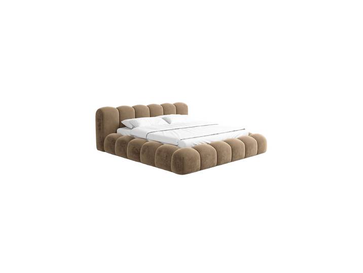 Design Polsterbett „Alba“ mit Ablagefach, Samt Braun BLOOMINGLOFT Collection