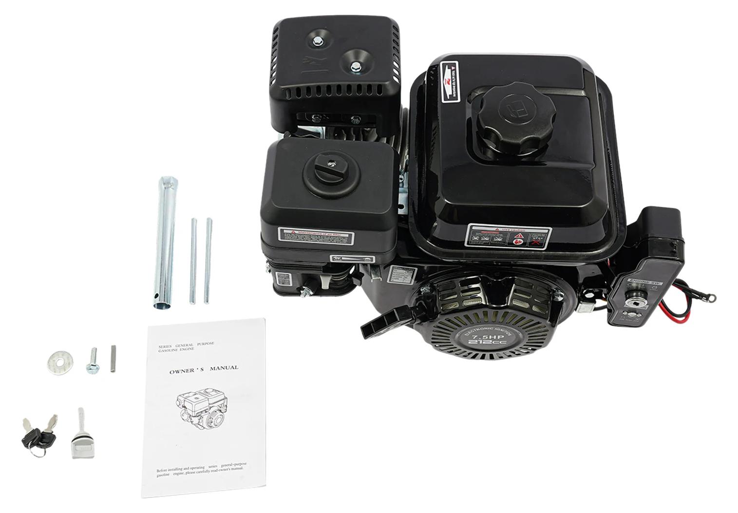 4-Takt Benzinmotor für Gokart - Einzylinder - 210cc 7,5 PS 2,8 kW - 3600 U/min - für Generator Kompressor Hochdruckreiniger Betonmischer - schwarz