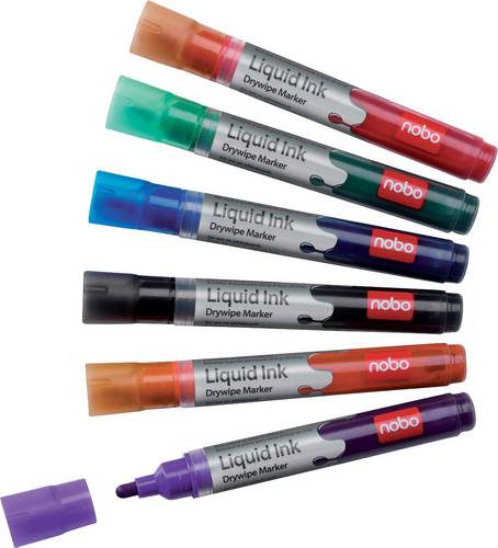 Nobo Liquid Ink 1901419 Whiteboardmarker Set Schwarz, Rot, Grün, Blau, Orange, Violett 6St.