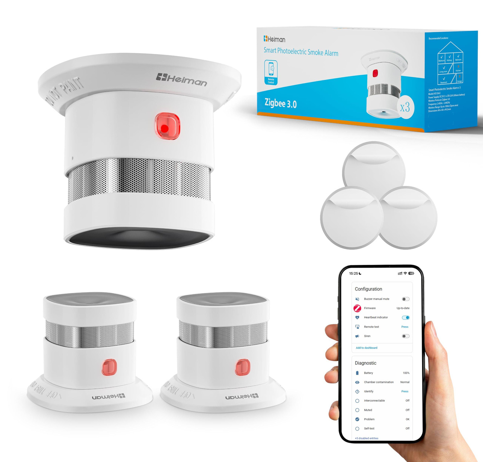 Selius Zigbee slimme rookmelder HS1SA-E Plus met temperatuurbewaking