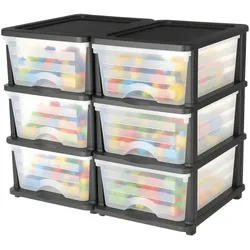 VEVOR Schubladenwagen Schubladenschrank mit 3 Schubladen (2er-Pack), rollbarer Schubladenbox Rollcontainer aus Kunststoff mit durchsichtigen Behältern für Bürobedarf Bastelräume Klassenzimmer