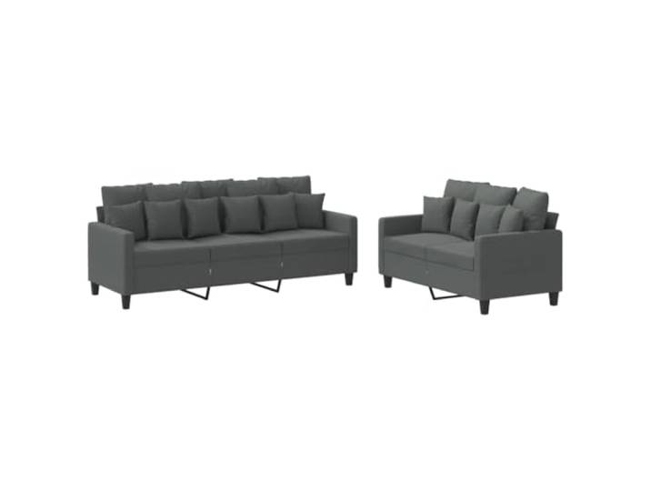 KUTYWEXFM 2-tlg Sofagarnitur mit Kissen Dunkelgrau Couch Set Wohnzimmer Gemütliche Polstergarnitur für Wohnzimmer und Gästezimmer inklusive 18 weichen Kissen für optimalen Sitzkomfort.