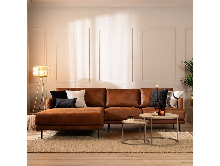 Bronx71 Ecksofa Denver Leder cognac links