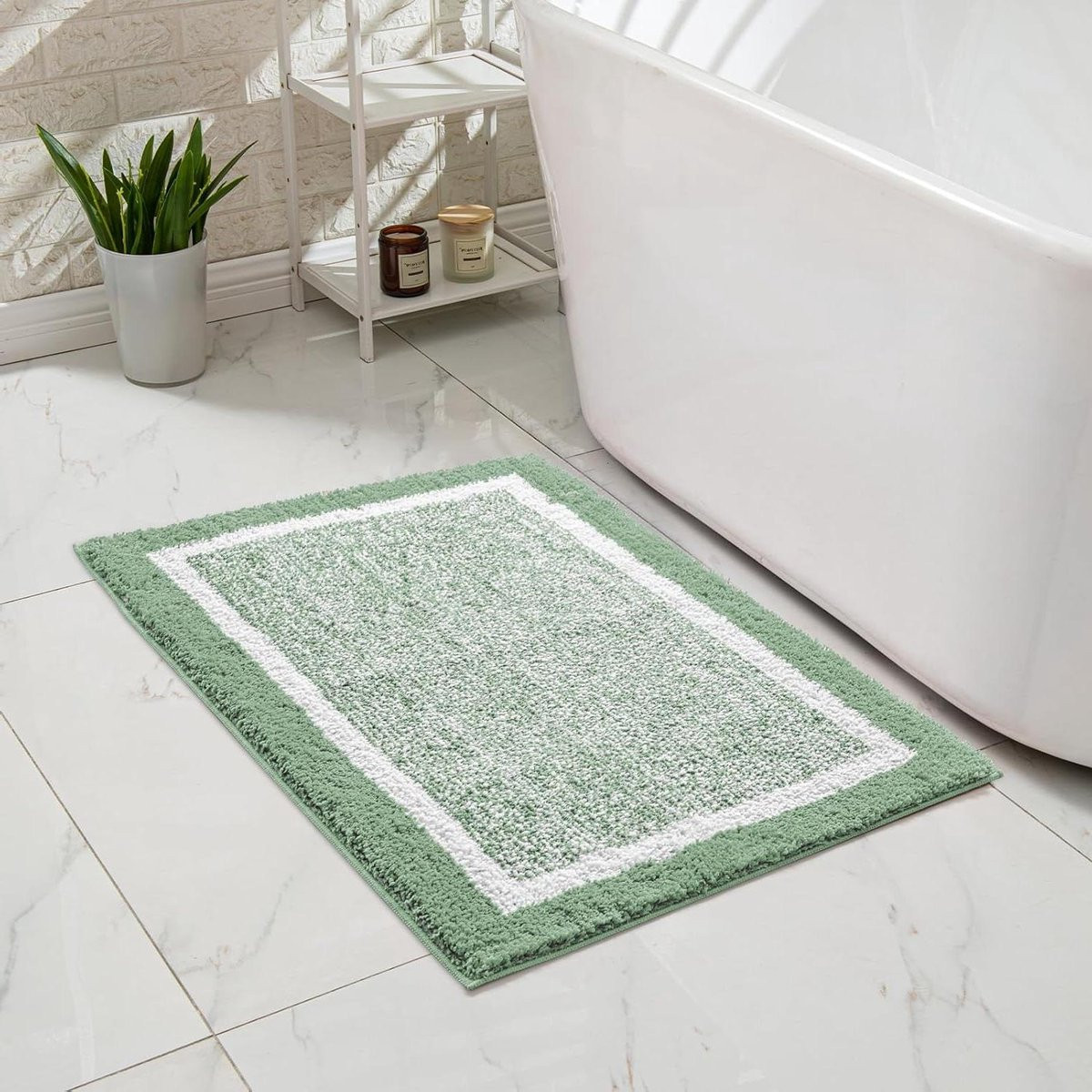 Groene badkamermat met antislip onderkant voor volwassenen - 60 x 40 cm