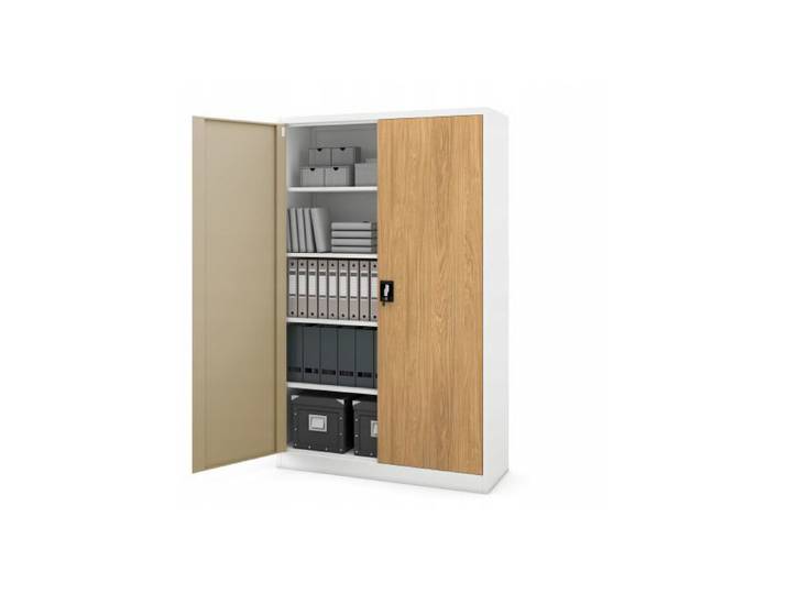 JAN NOWAK Armoire de bureau large Loft pour dossiers JAN II Blanche / Chêne doré