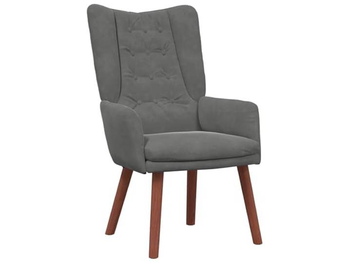 Tmriohed Sessel Dunkelgrau Samt Polsterstuhl mit Holzbeinen 63x67x94cm Gemütlicher Relaxsessel aus weichem Samt mit Holzbeinen aus Gummibaum, ideal für Wohnzimmer, Schlafzimmer und Büro.