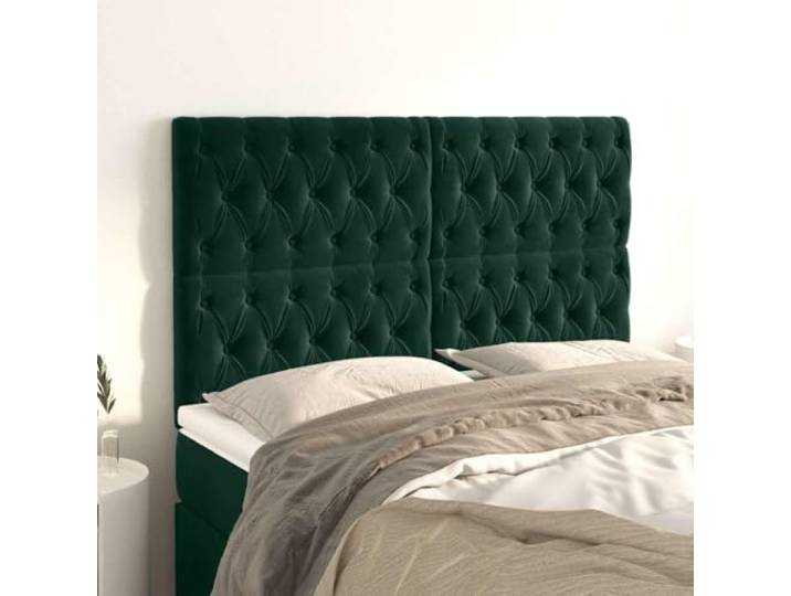 JHQHSM Klassische Kopfteile 4 Stück Dunkelgrün 80x7x78/88 cm Samt, Höhenverstellbare Bettkopfstütze mit Stabilen Holzbeinen für Hervorragende Unterstützung, Luxuriöser Samtstoff,
