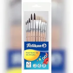 Pelikan Pinsel Starterset mit 5 Haar- und 5 Borstenpinsel, Größe: 4,6,8,10,12. VE = 1 Etui = 10 Pinsel